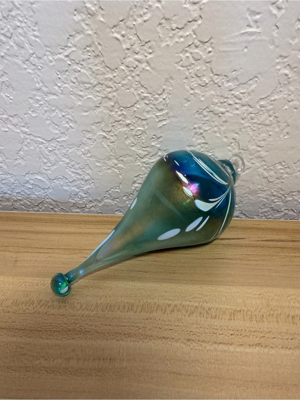 Handblown Iridescent Teardrop Glass Ornament Mt. St. Helen’s Volcano Ash Vintage